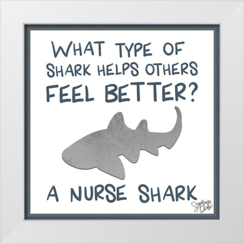 Nurse Shark White Modern Wood Framed Art Print by Dicks, Stephanie