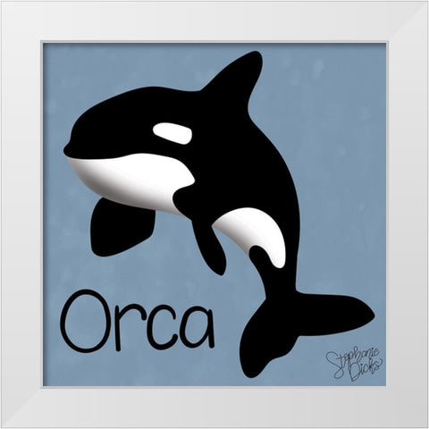 Orca White Modern Wood Framed Art Print by Dicks, Stephanie