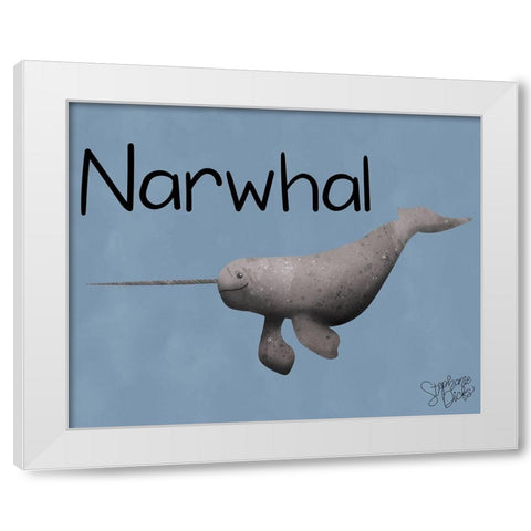 Narwhal White Modern Wood Framed Art Print by Dicks, Stephanie