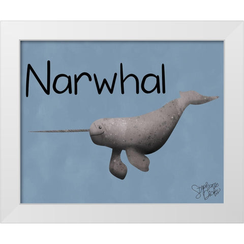 Narwhal White Modern Wood Framed Art Print by Dicks, Stephanie