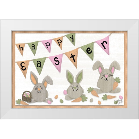 Happy Easter White Modern Wood Framed Art Print by Dicks, Stephanie