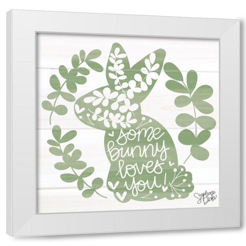 Bunny Love White Modern Wood Framed Art Print by Dicks, Stephanie