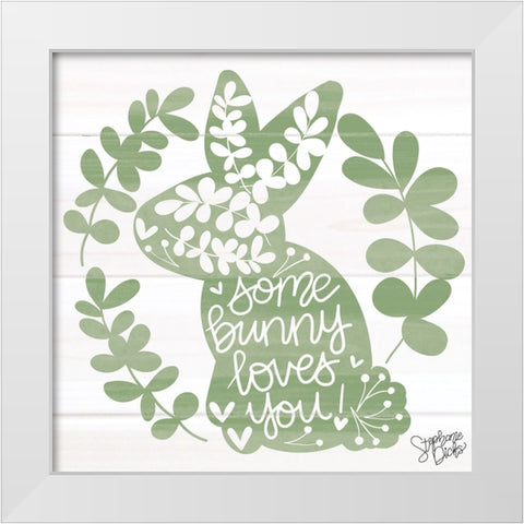 Bunny Love White Modern Wood Framed Art Print by Dicks, Stephanie