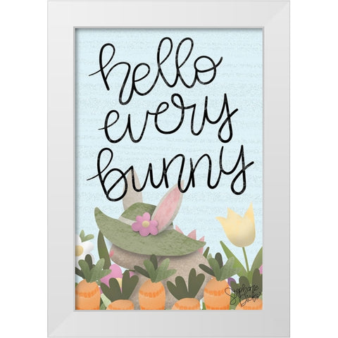 Hello Every Bunny White Modern Wood Framed Art Print by Dicks, Stephanie