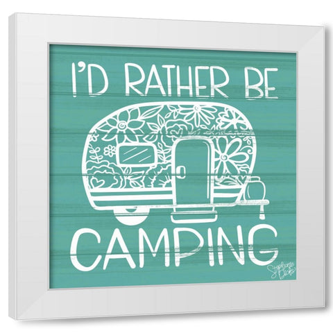 Camping White Modern Wood Framed Art Print by Dicks, Stephanie