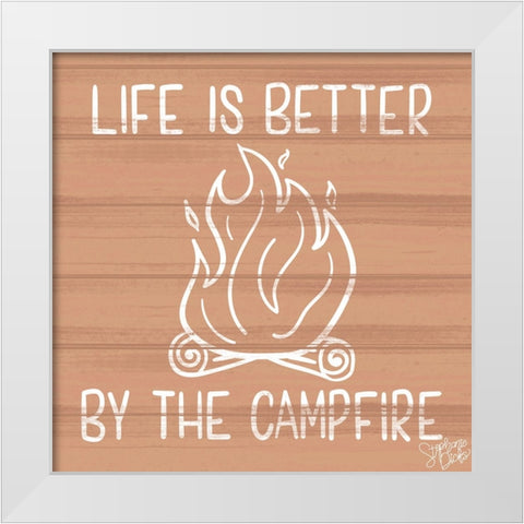 Campfire White Modern Wood Framed Art Print by Dicks, Stephanie