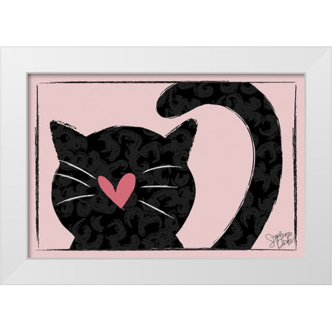 Cat White Modern Wood Framed Art Print by Dicks, Stephanie