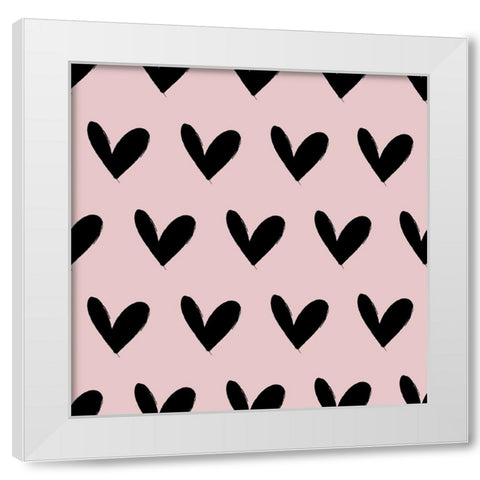 Heart Pattern White Modern Wood Framed Art Print by Dicks, Stephanie