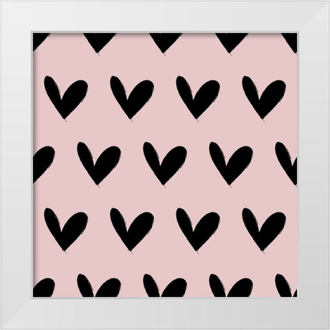 Heart Pattern White Modern Wood Framed Art Print by Dicks, Stephanie