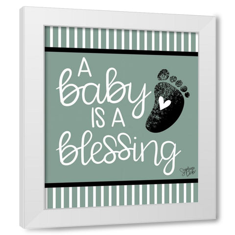 Blessing White Modern Wood Framed Art Print by Dicks, Stephanie