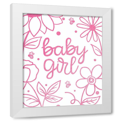 Baby Girl White Modern Wood Framed Art Print by Dicks, Stephanie