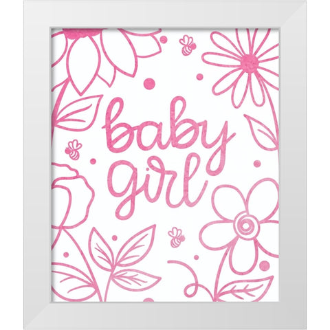 Baby Girl White Modern Wood Framed Art Print by Dicks, Stephanie