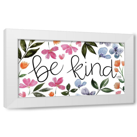Be Kind White Modern Wood Framed Art Print by Dicks, Stephanie