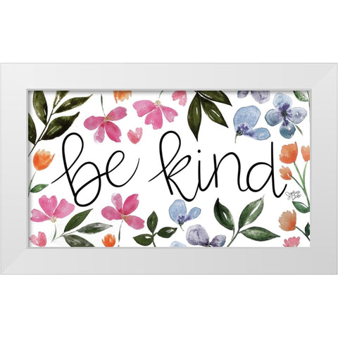 Be Kind White Modern Wood Framed Art Print by Dicks, Stephanie