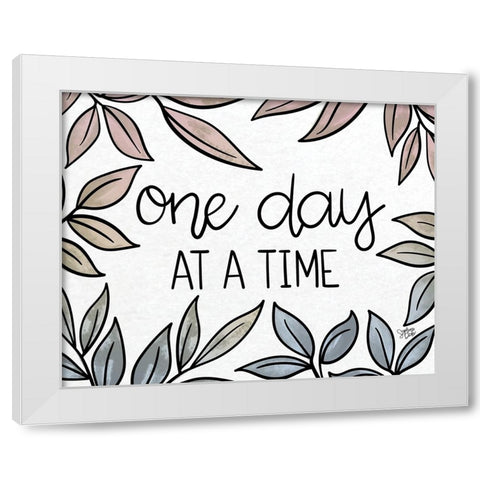 One Day at a Time White Modern Wood Framed Art Print by Dicks, Stephanie