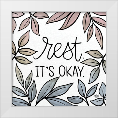 Its Okay White Modern Wood Framed Art Print by Dicks, Stephanie