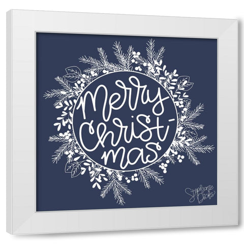 Merry Christmas White Modern Wood Framed Art Print by Dicks, Stephanie
