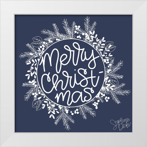Merry Christmas White Modern Wood Framed Art Print by Dicks, Stephanie
