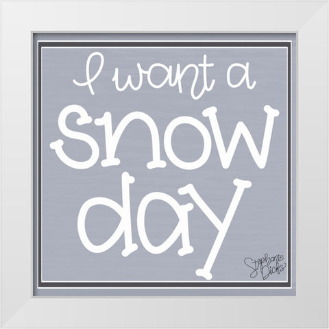 Snow Day White Modern Wood Framed Art Print by Dicks, Stephanie