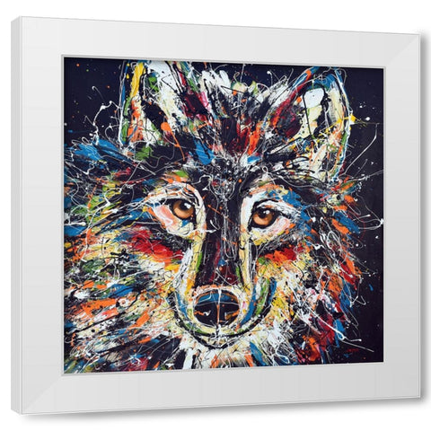 Wolf White Modern Wood Framed Art Print by Seeley, Jenn