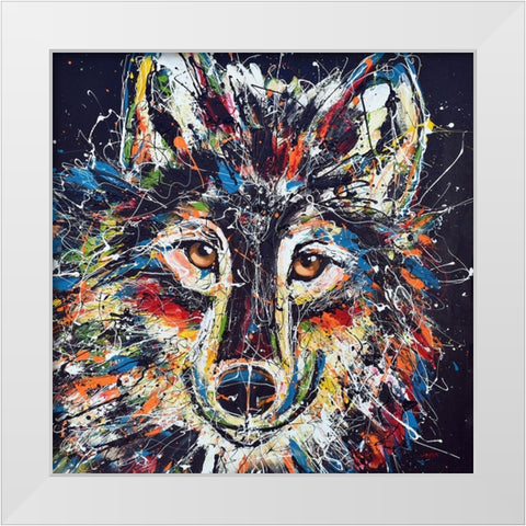 Wolf White Modern Wood Framed Art Print by Seeley, Jenn