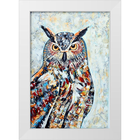 Great Horned Owl White Modern Wood Framed Art Print by Seeley, Jenn