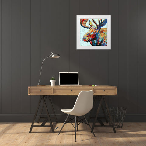 Moose White Modern Wood Framed Art Print by Seeley, Jenn