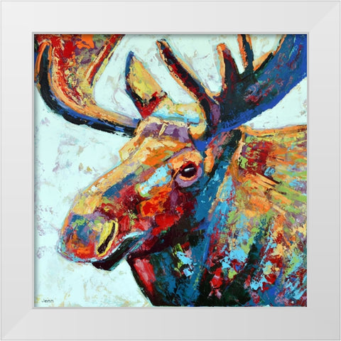 Moose White Modern Wood Framed Art Print by Seeley, Jenn