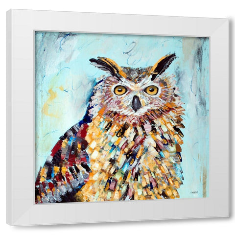 Great Horned Owl White Modern Wood Framed Art Print by Seeley, Jenn