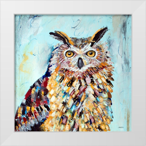 Great Horned Owl White Modern Wood Framed Art Print by Seeley, Jenn