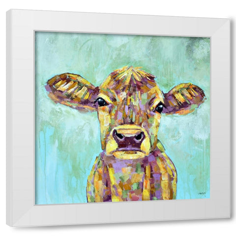 Dandelion Cow White Modern Wood Framed Art Print by Seeley, Jenn