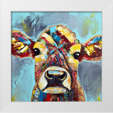 Carabelle the Cow White Modern Wood Framed Art Print by Seeley, Jenn