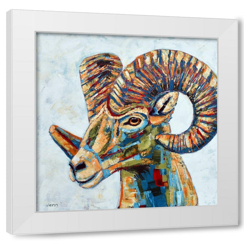 Ram White Modern Wood Framed Art Print by Seeley, Jenn