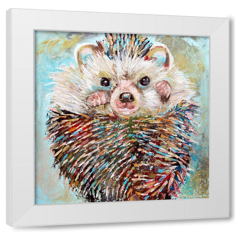Hedgehog White Modern Wood Framed Art Print by Seeley, Jenn