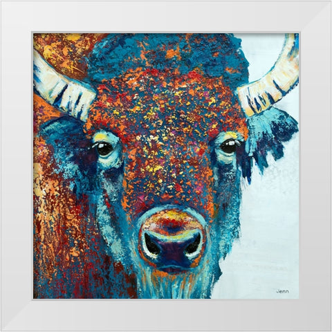 Bison Sunrise White Modern Wood Framed Art Print by Seeley, Jenn