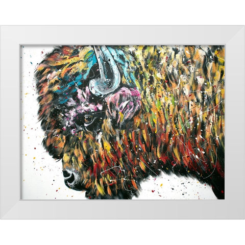 Maximus Bison White Modern Wood Framed Art Print by Seeley, Jenn