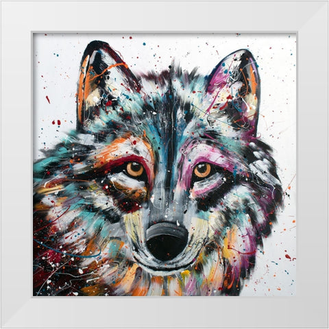 Wolf White Modern Wood Framed Art Print by Seeley, Jenn