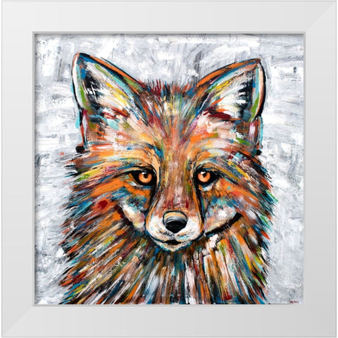 Fox of Many Colors White Modern Wood Framed Art Print by Seeley, Jenn