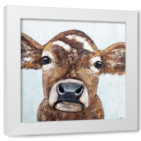 Pearl the Cow White Modern Wood Framed Art Print by Seeley, Jenn