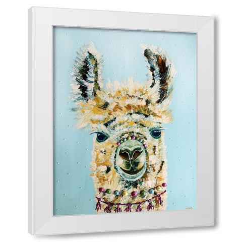 Candy Llama White Modern Wood Framed Art Print by Seeley, Jenn