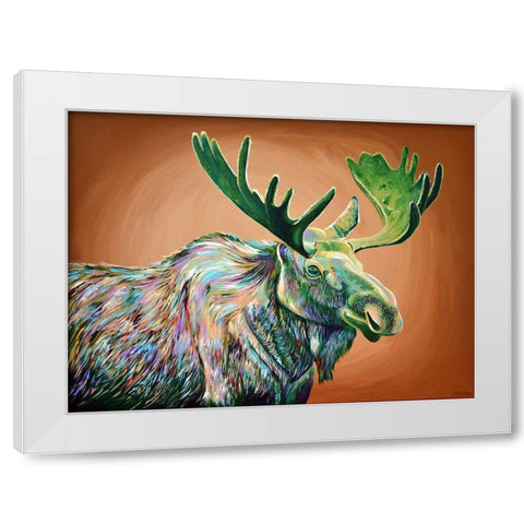 Moose No. 2 White Modern Wood Framed Art Print by Seeley, Jenn