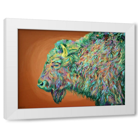 Bison No. 2 White Modern Wood Framed Art Print by Seeley, Jenn