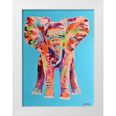 Baby Pink Elephant White Modern Wood Framed Art Print by Seeley, Jenn