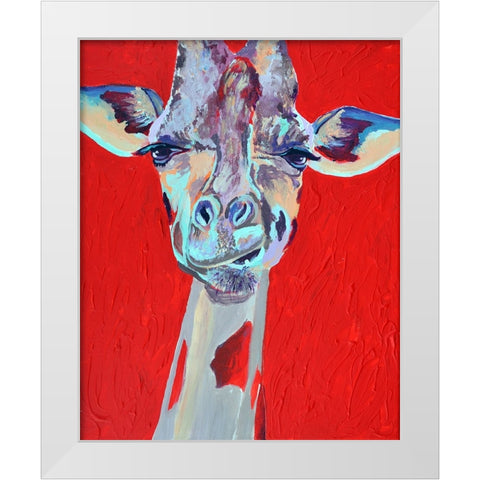 Grumpy Giraffe White Modern Wood Framed Art Print by Seeley, Jenn