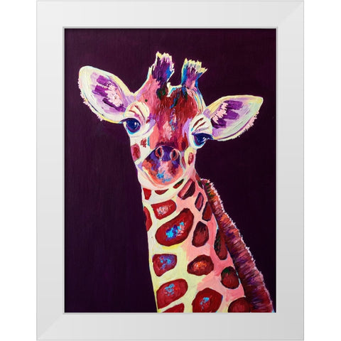 Purple Giraffe White Modern Wood Framed Art Print by Seeley, Jenn