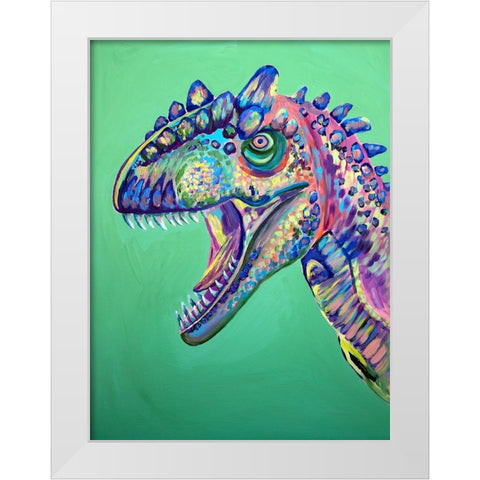 Green Dinosaur White Modern Wood Framed Art Print by Seeley, Jenn