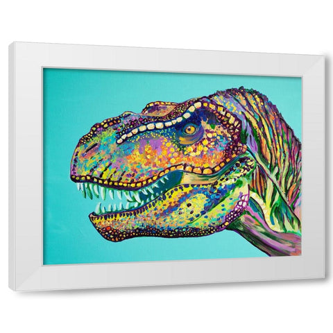T-Rex White Modern Wood Framed Art Print by Seeley, Jenn