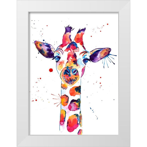 A Giraffe Named Steve White Modern Wood Framed Art Print by Seeley, Jenn