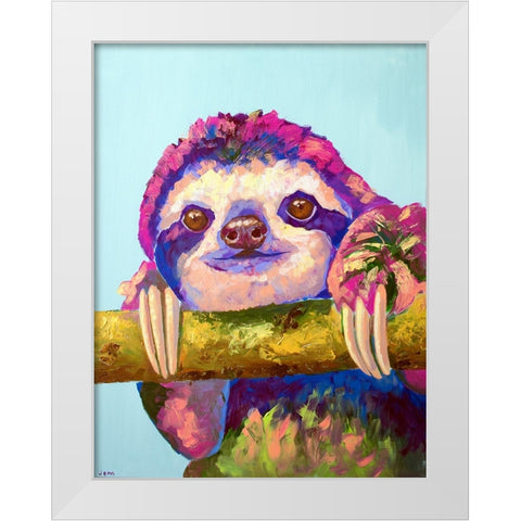 Sloth White Modern Wood Framed Art Print by Seeley, Jenn