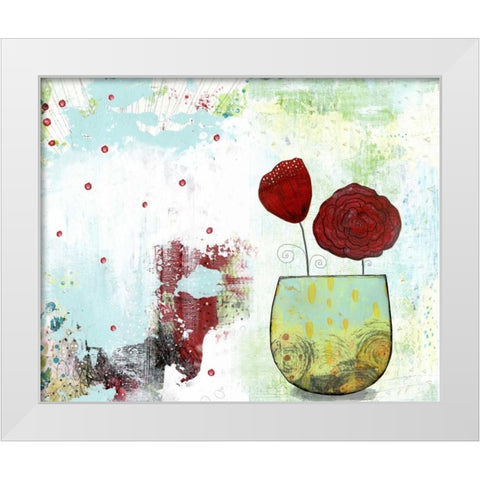Red Flowers White Modern Wood Framed Art Print by Ogren, Sarah